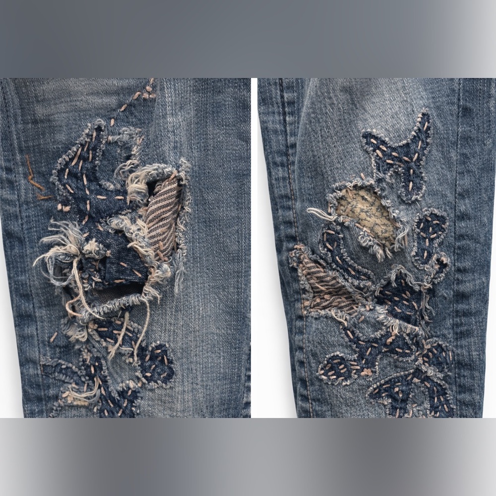 Pilcro and the Letterpress Blue Embroidered Boyfriend‎ Jeans, sz 26 - Picture 3 of 10